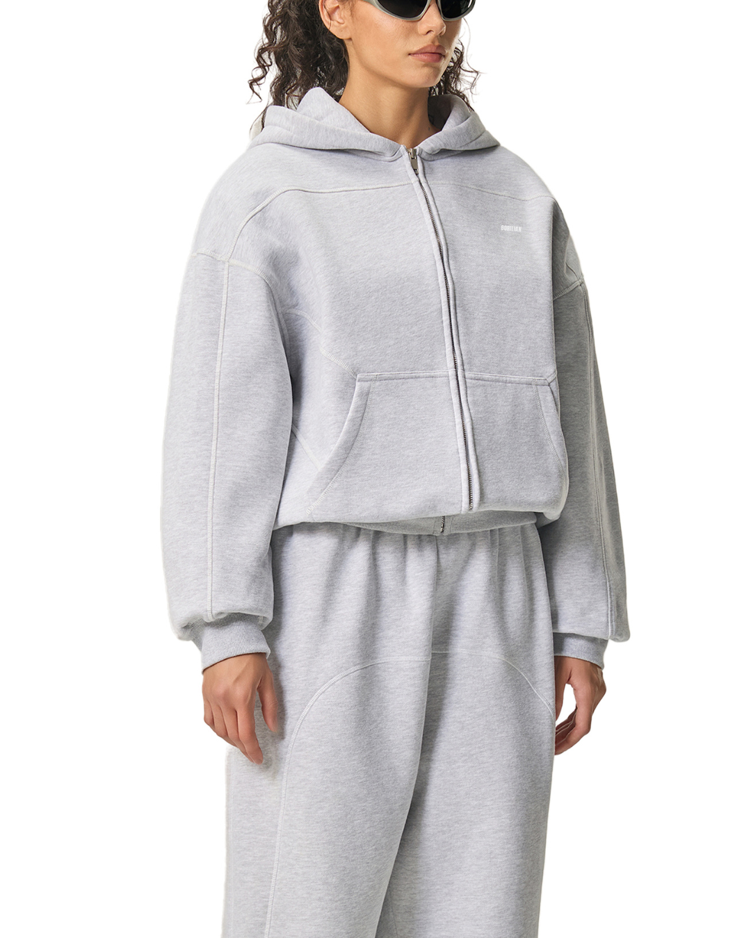 Contrast-Stitched Boxy Fleece Hoodie – “The World is Yours” - Gorilian