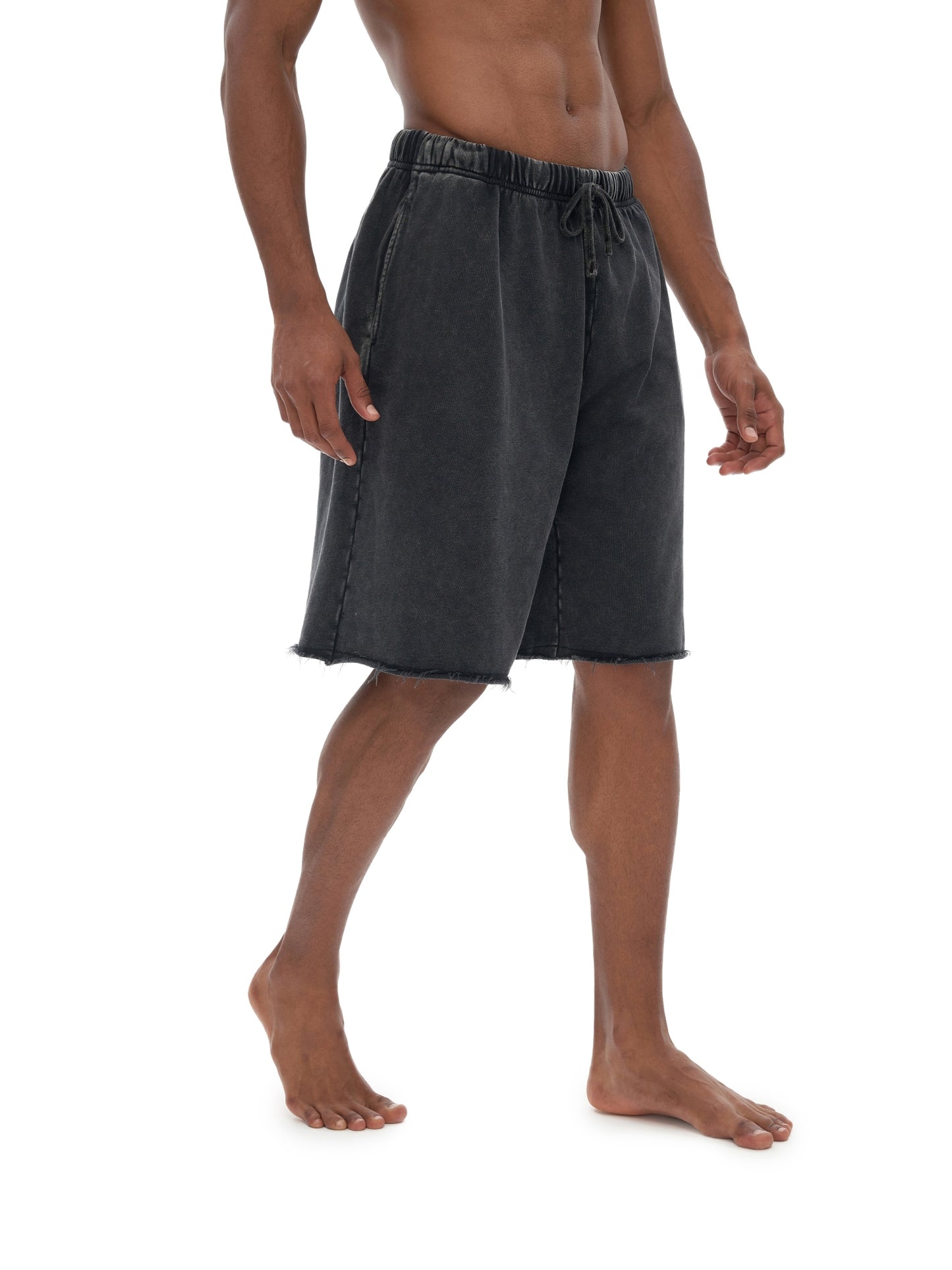 Snow Washed Raw Hem Shorts - Gorilian