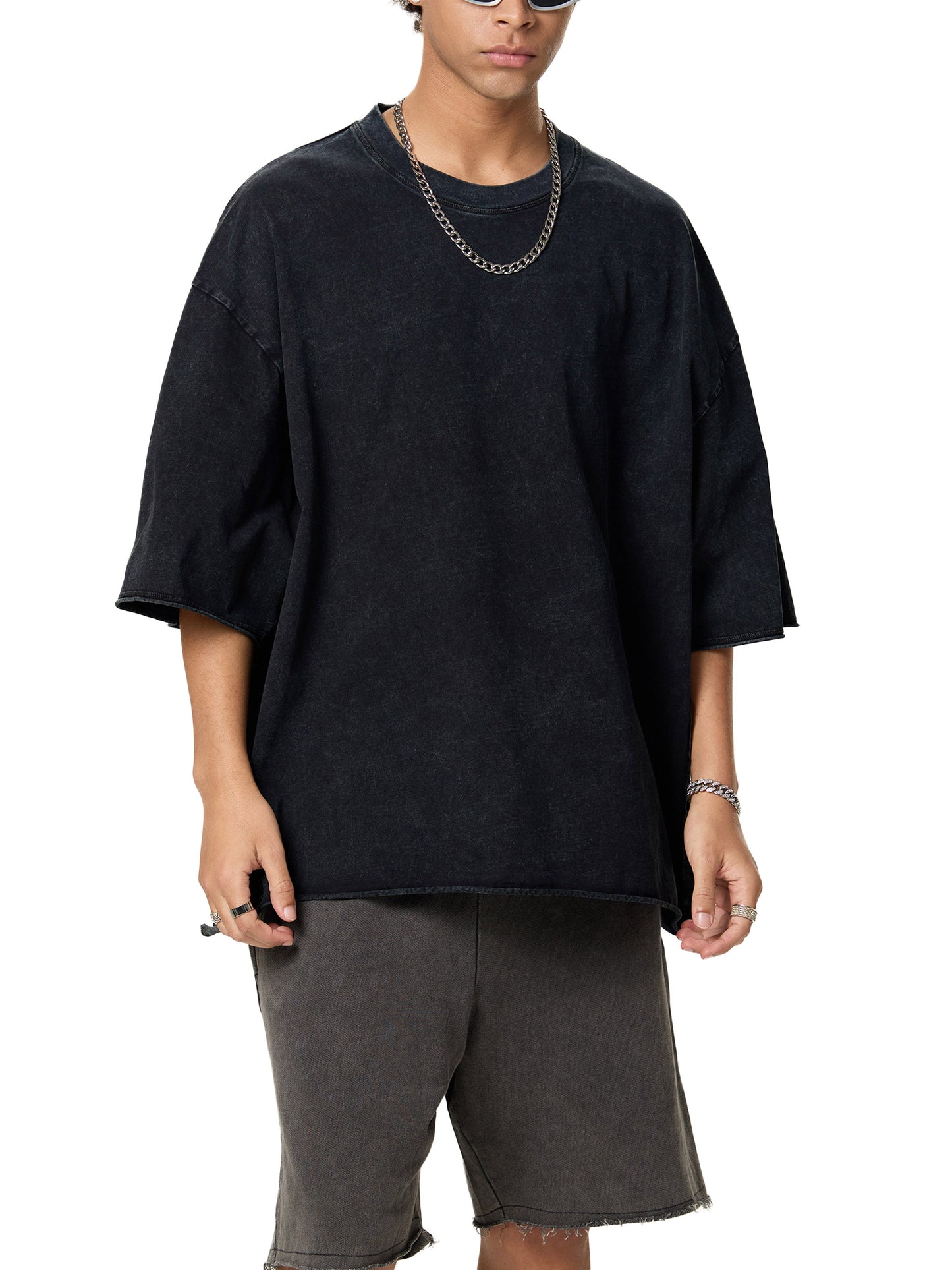 Raw Edge Snow Washed Boxy T-Shirt - Gorilian