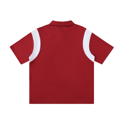 Contrast Panel Cotton Polo Shirt - Gorilian
