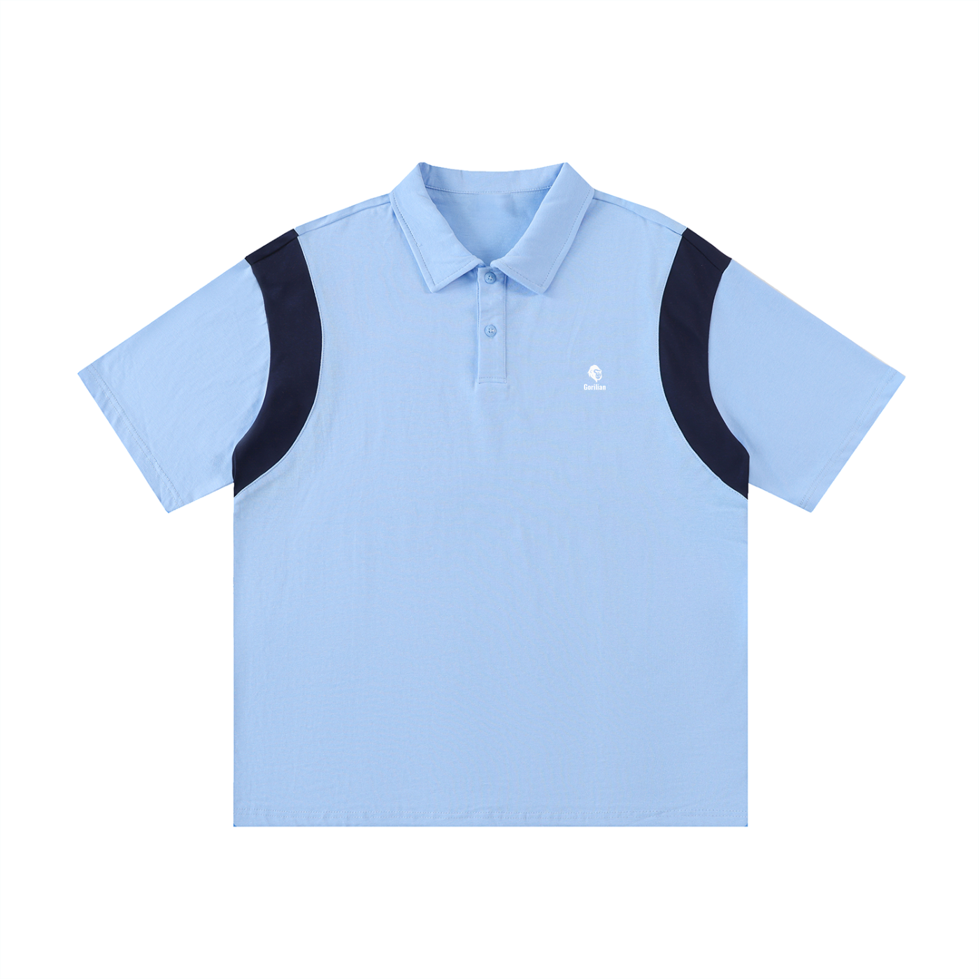 Contrast Panel Cotton Polo Shirt - Gorilian