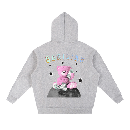 Sun Fade Contrast Tape Fleece Hoodie - Gorilian