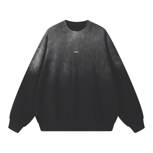 Black sweatshirt with a brand logo on a white background