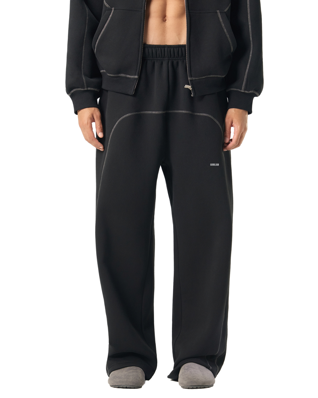 Contrast-Stitched Fleece Sweatpants - Gorilian