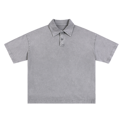 Heavyweight Snow-Washed Polo T-Shirt - Gorilian