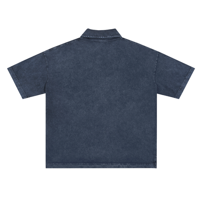 Heavyweight Snow-Washed Polo T-Shirt - Gorilian