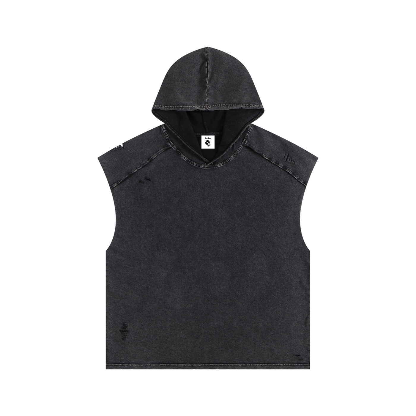Snow Washed Boxy Hooded Tank Top - Gorilian