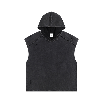 Snow Washed Boxy Hooded Tank Top - Gorilian