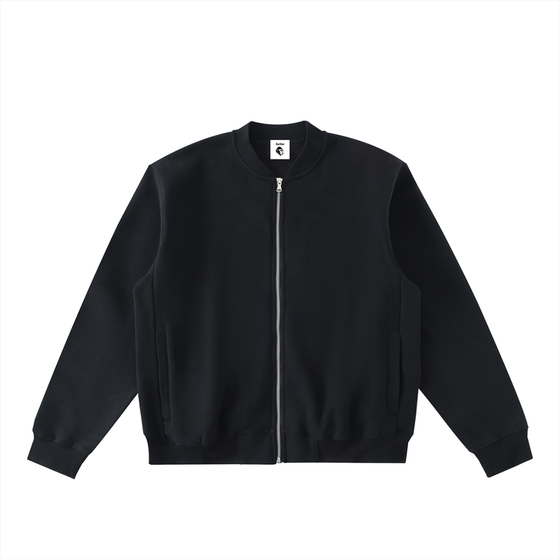 Essential Zip-Up Fleeced Varsity Jacket
