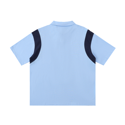 Contrast Panel Cotton Polo Shirt - Gorilian