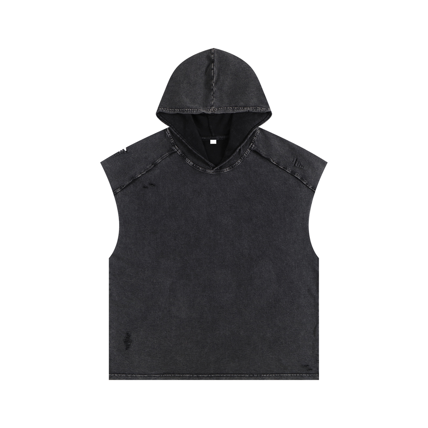 Snow Washed Boxy Hooded Tank Top - Gorilian
