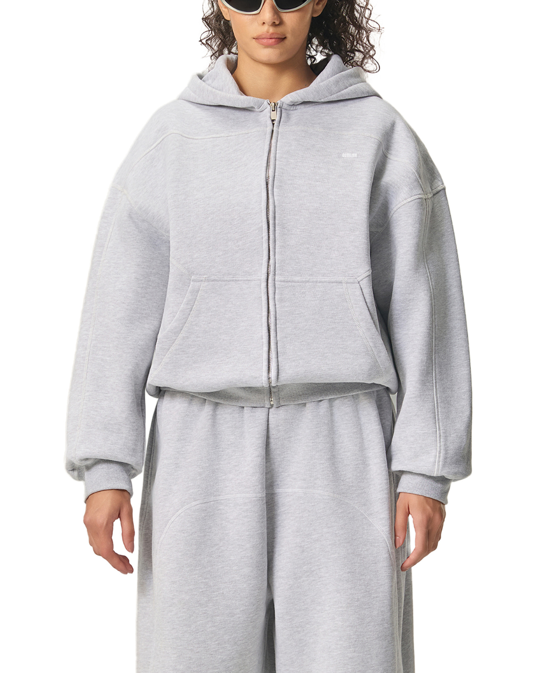 Contrast-Stitched Boxy Fleece Hoodie – “The World is Yours” - Gorilian