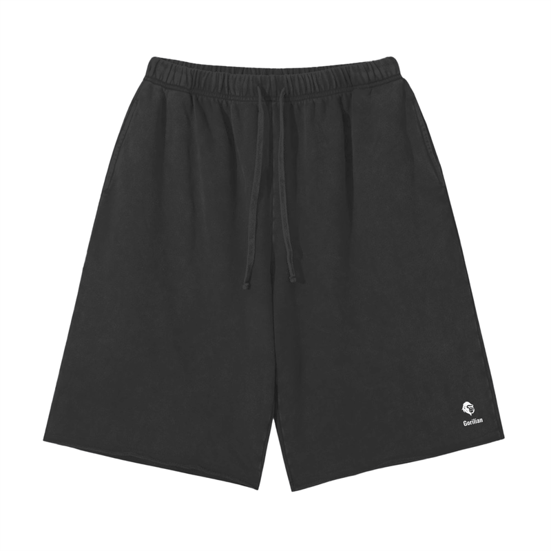 Snow Washed Raw Hem Shorts - Gorilian