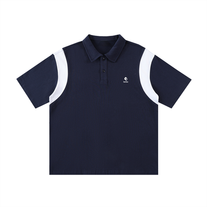 Contrast Panel Cotton Polo Shirt - Gorilian
