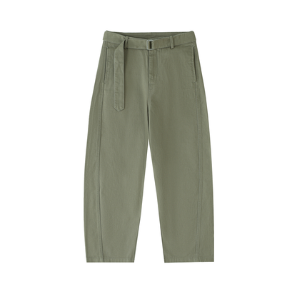 Twisted-Seam Belted Curved-Blade Pants - Gorilian