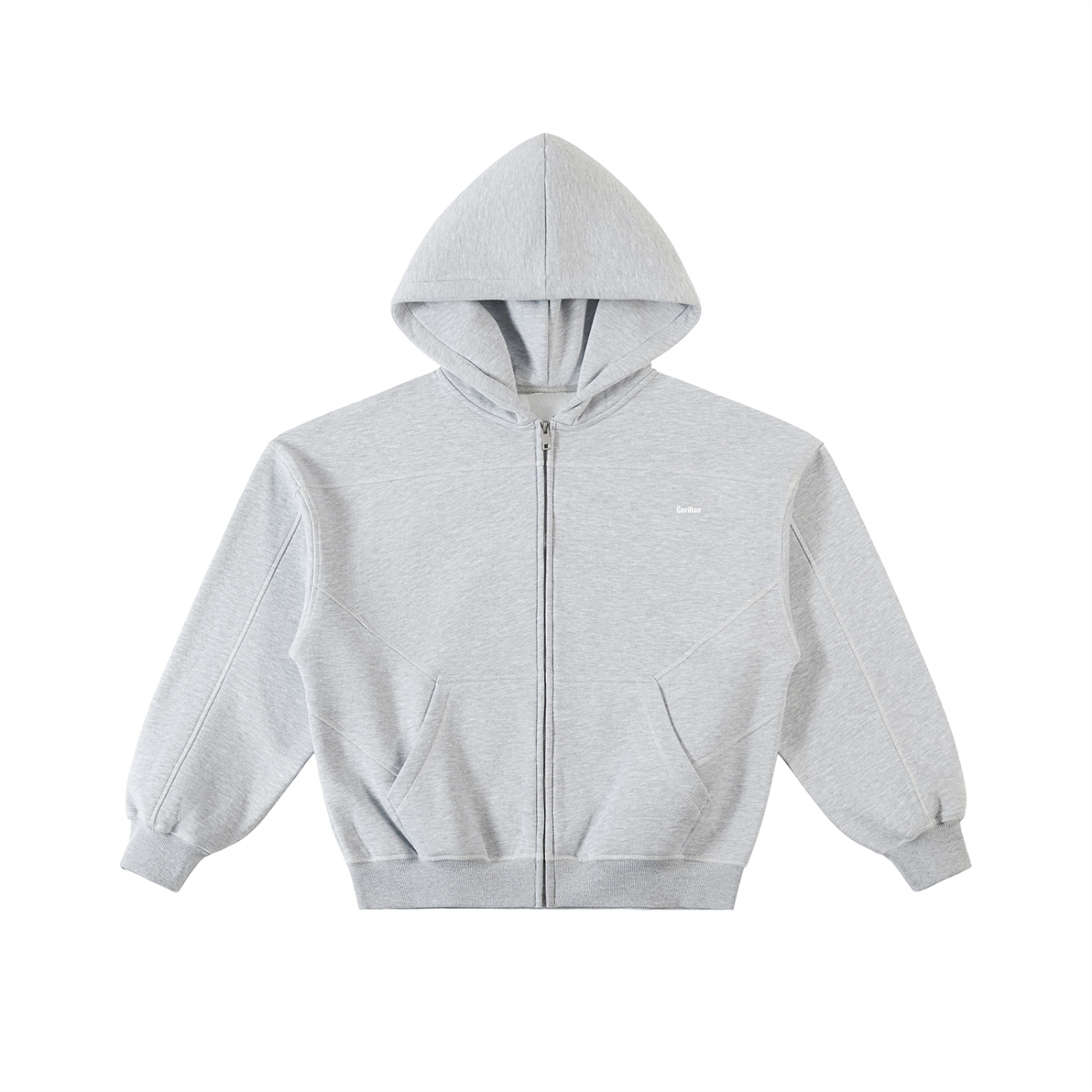 Contrast-Stitched Boxy Fleece Hoodie – “The World is Yours” - Gorilian