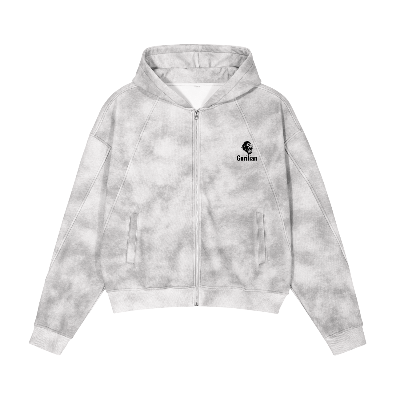 Dirty Washed Boxy Zip-up Fleece Hoodie - Gorilian