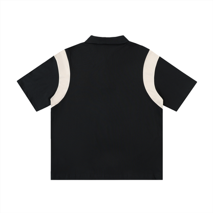 Contrast Panel Cotton Polo Shirt - Gorilian