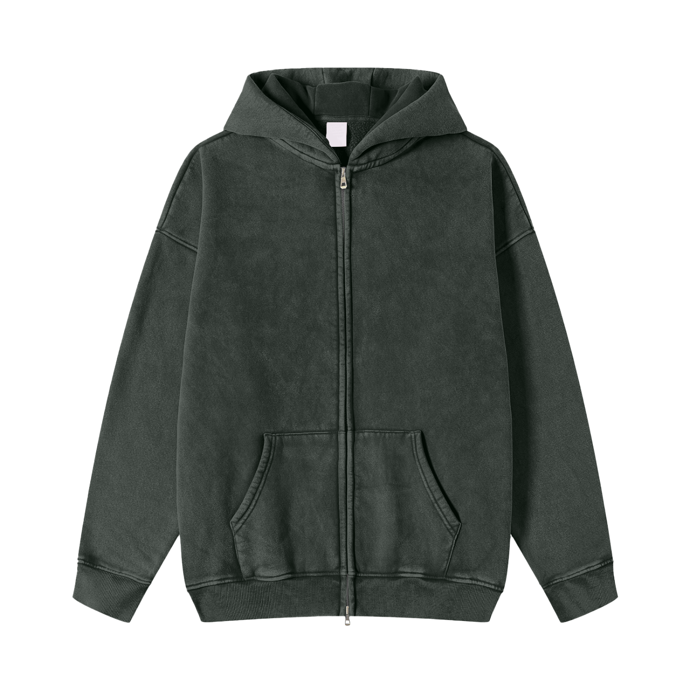 Snow Washed Zip-Through Fleece Hoodie - Gorilian