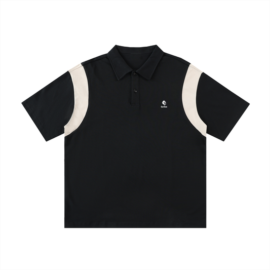 Contrast Panel Cotton Polo Shirt - Gorilian