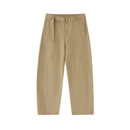 Twisted-Seam Belted Curved-Blade Pants - Gorilian