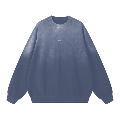 Blue sweatshirt with a brand logo on a white background
