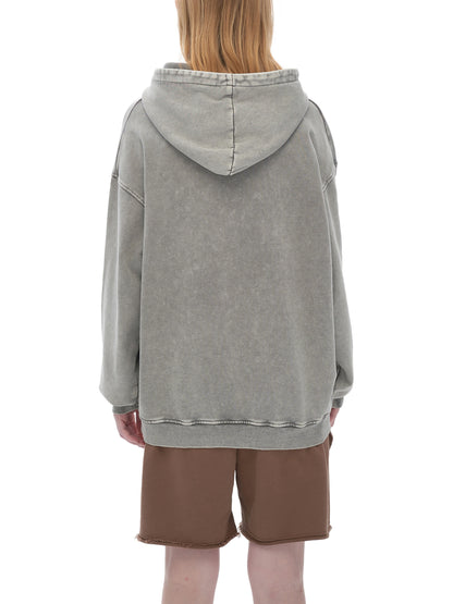 Snow Washed Loose Cotton Hoodie - Gorilian