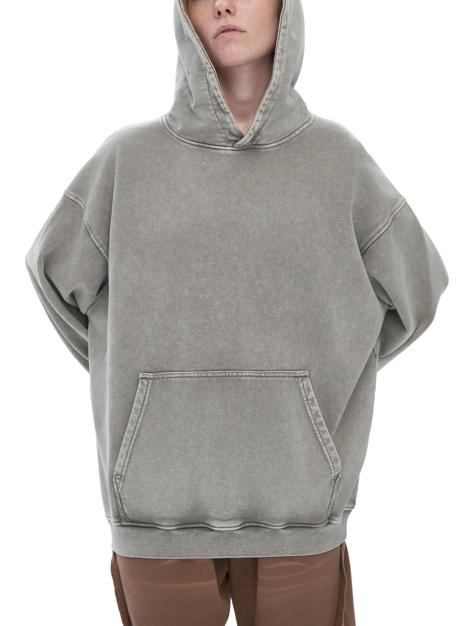 Snow Washed Loose Cotton Hoodie - Gorilian