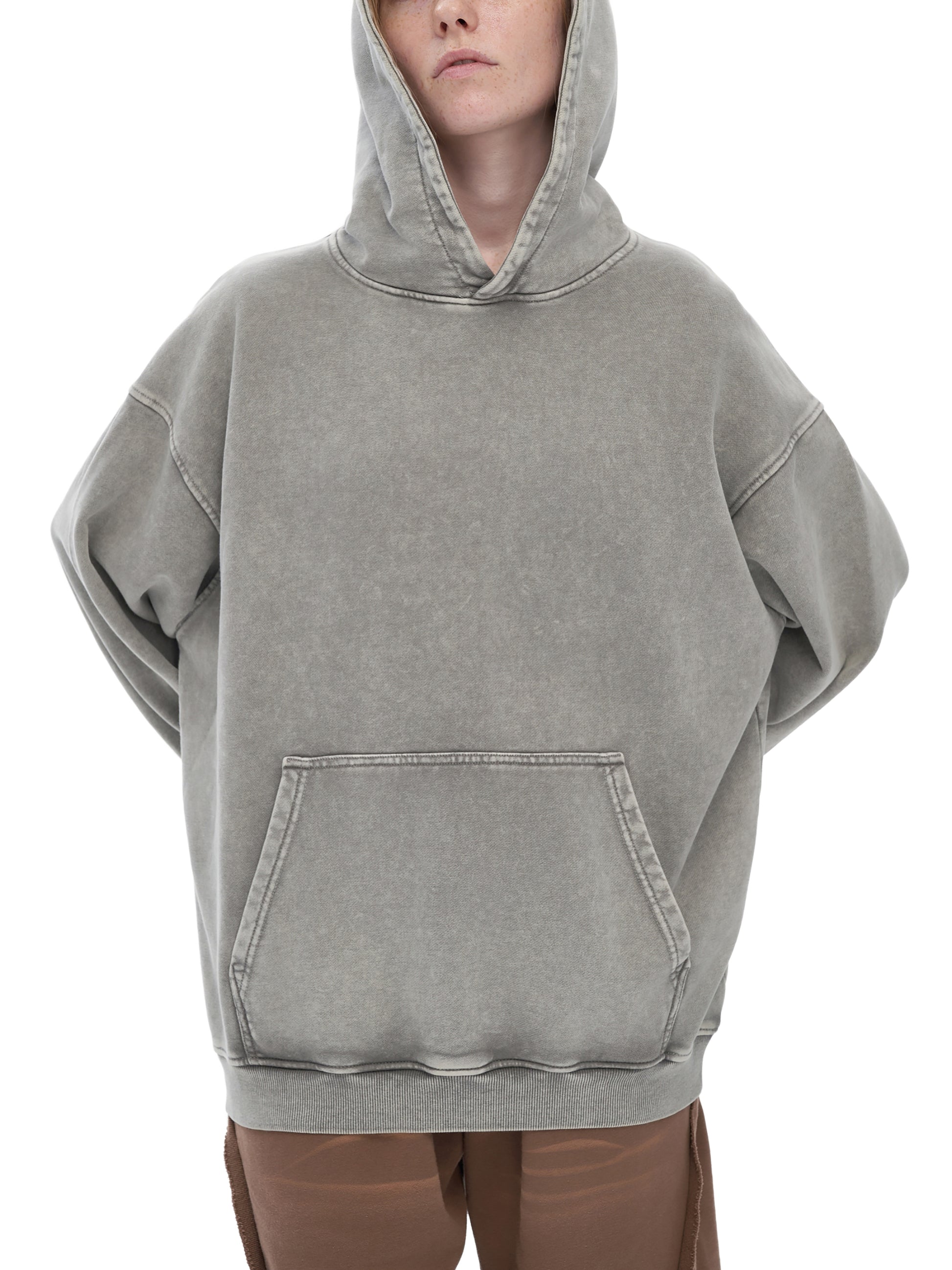 Snow Washed Loose Cotton Hoodie - Gorilian