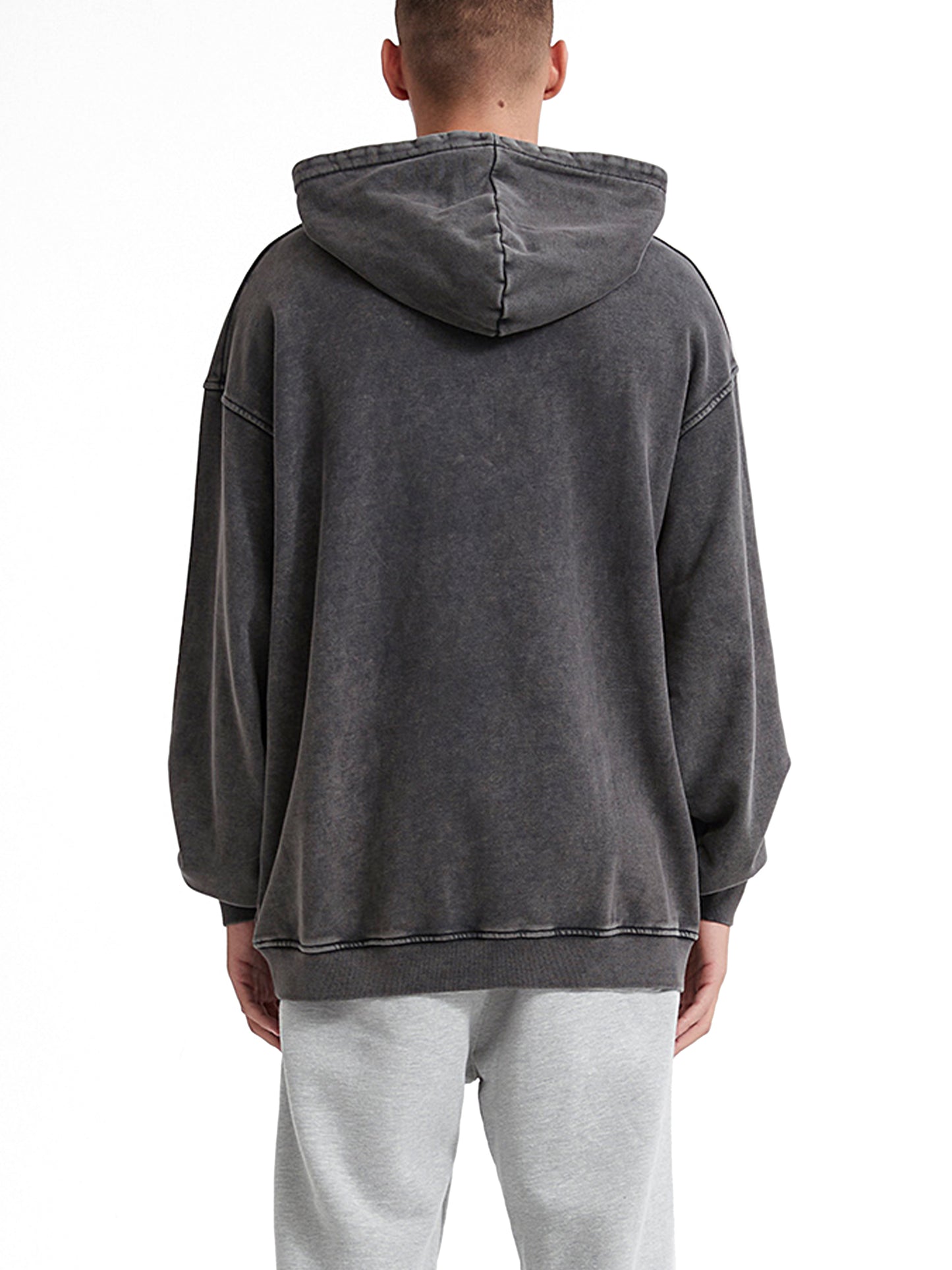 Snow Washed Loose Cotton Hoodie - Gorilian
