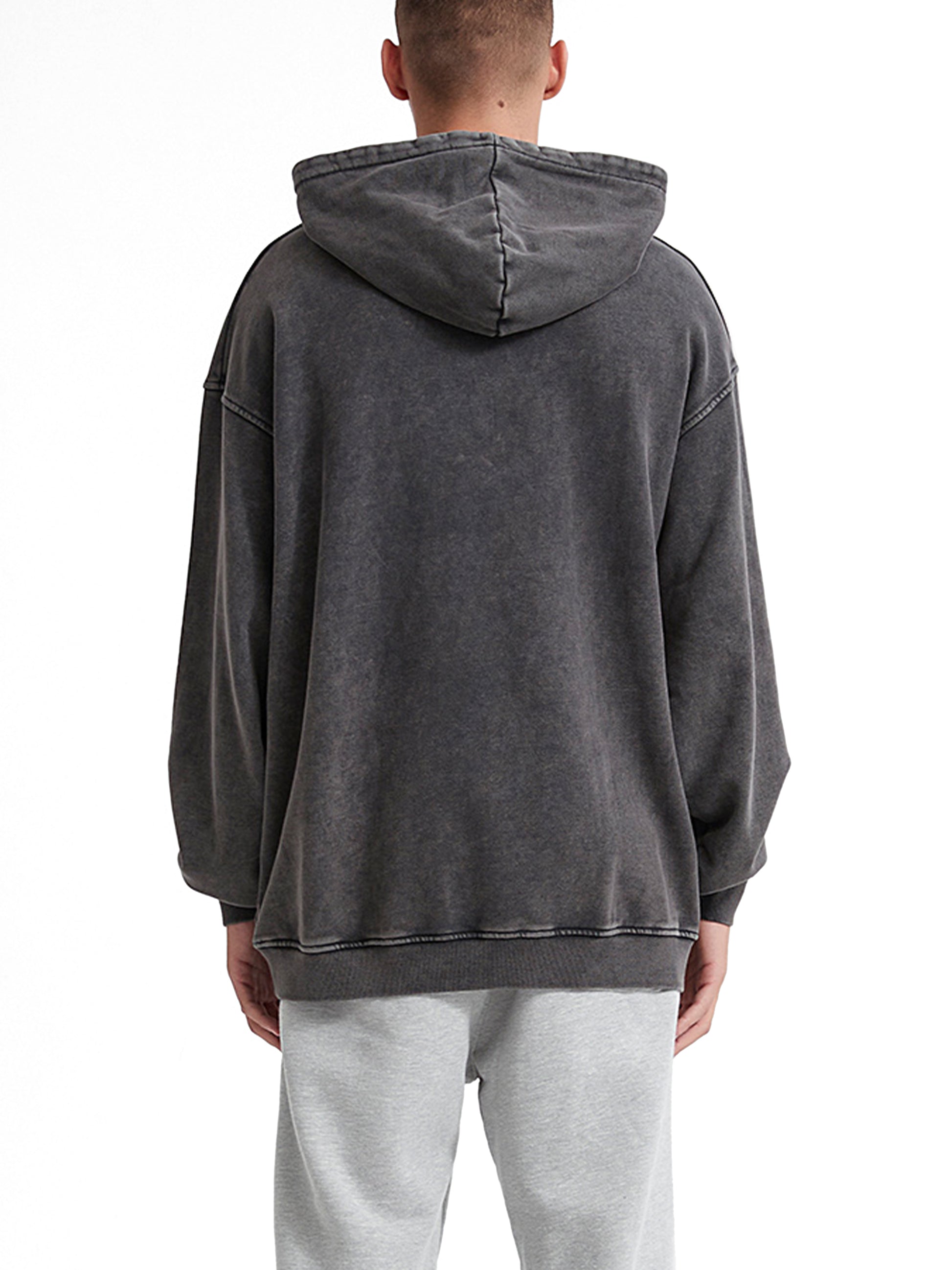 Snow Washed Loose Cotton Hoodie - Gorilian