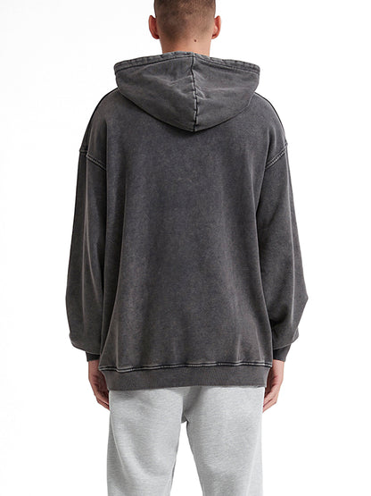 Snow Washed Loose Cotton Hoodie - Gorilian