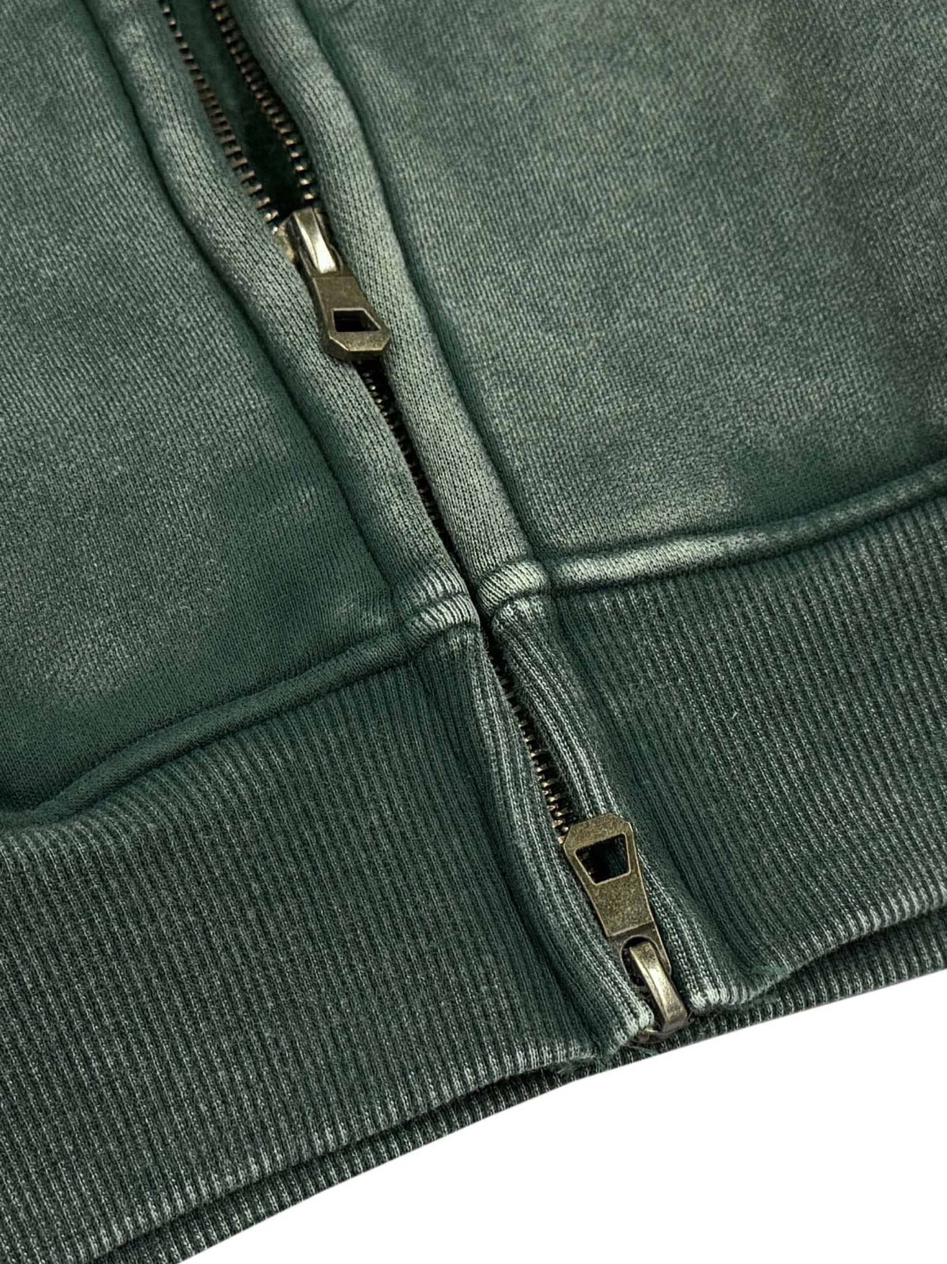 Snow Washed Zip-Through Fleece Hoodie - Gorilian