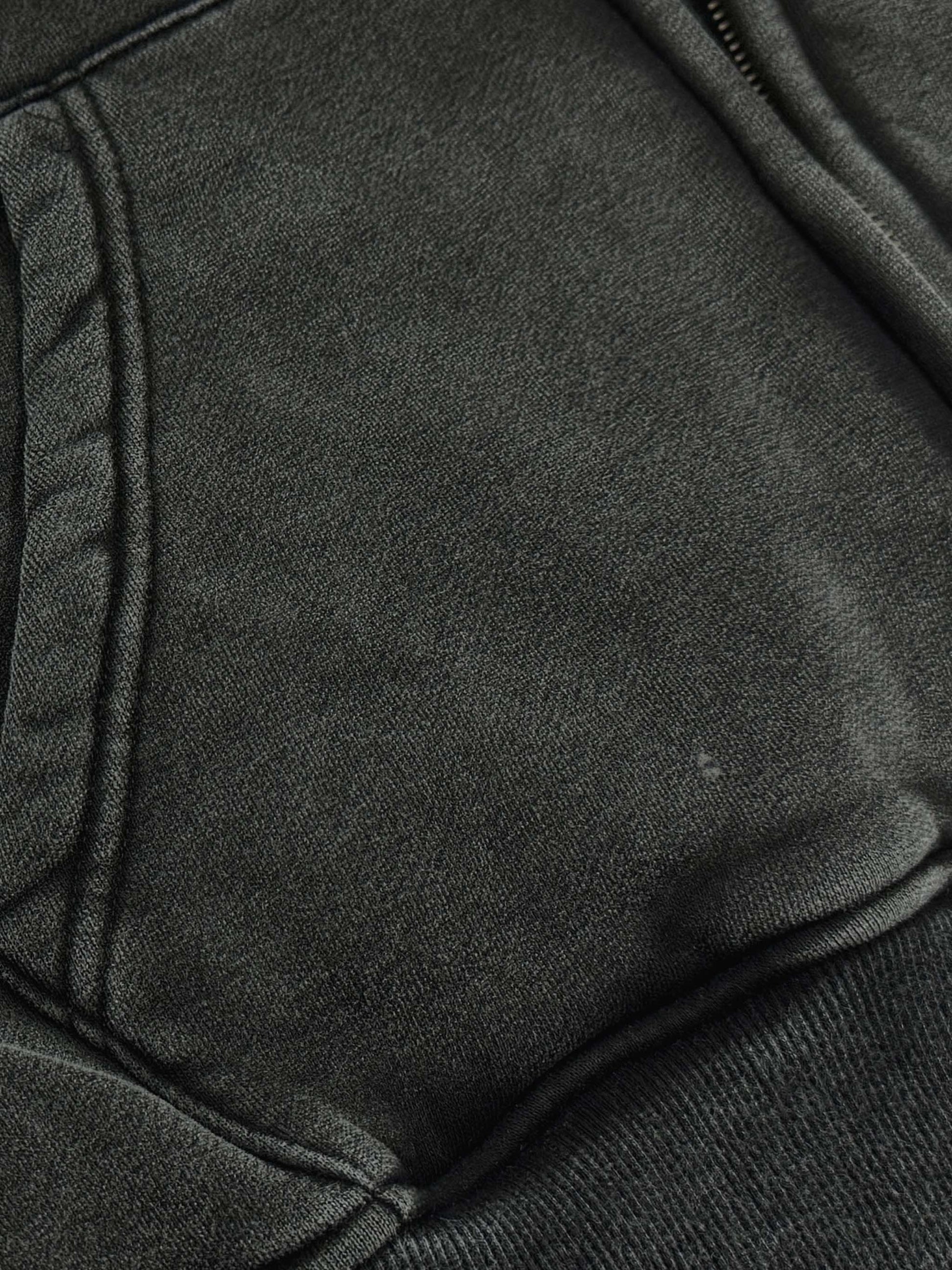 Snow Washed Zip-Through Fleece Hoodie - Gorilian