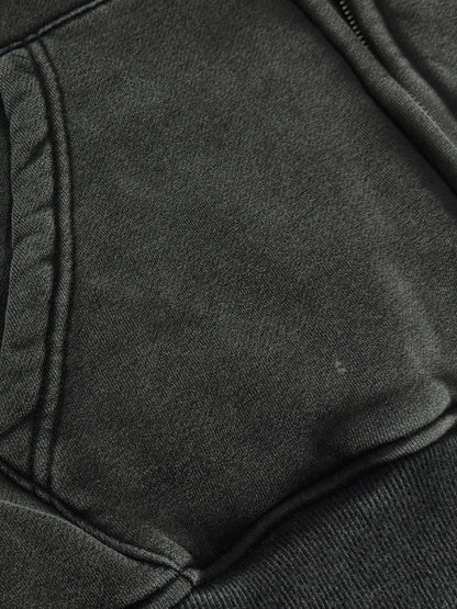 Snow Washed Zip-Through Fleece Hoodie - Gorilian