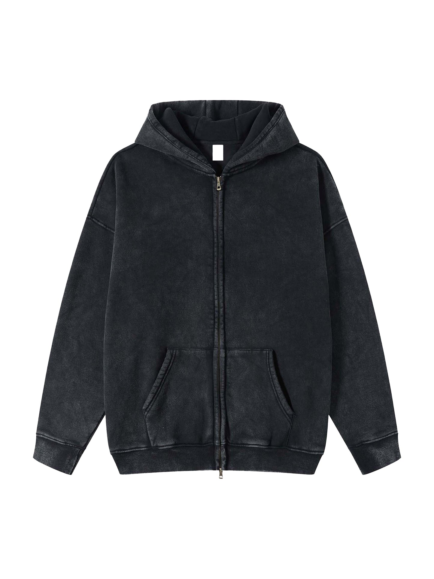 Snow Washed Zip-Through Fleece Hoodie - Gorilian