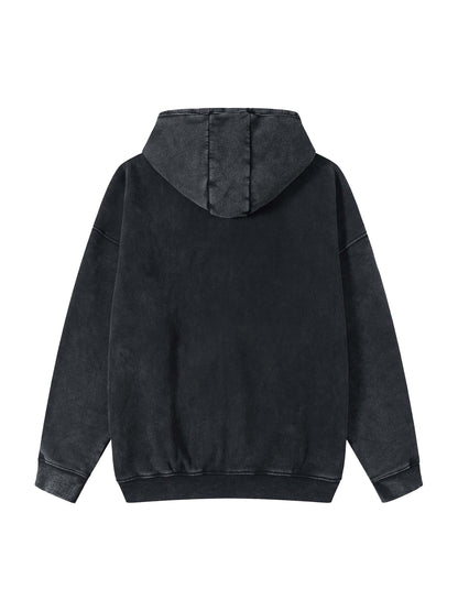 Snow Washed Zip-Through Fleece Hoodie - Gorilian