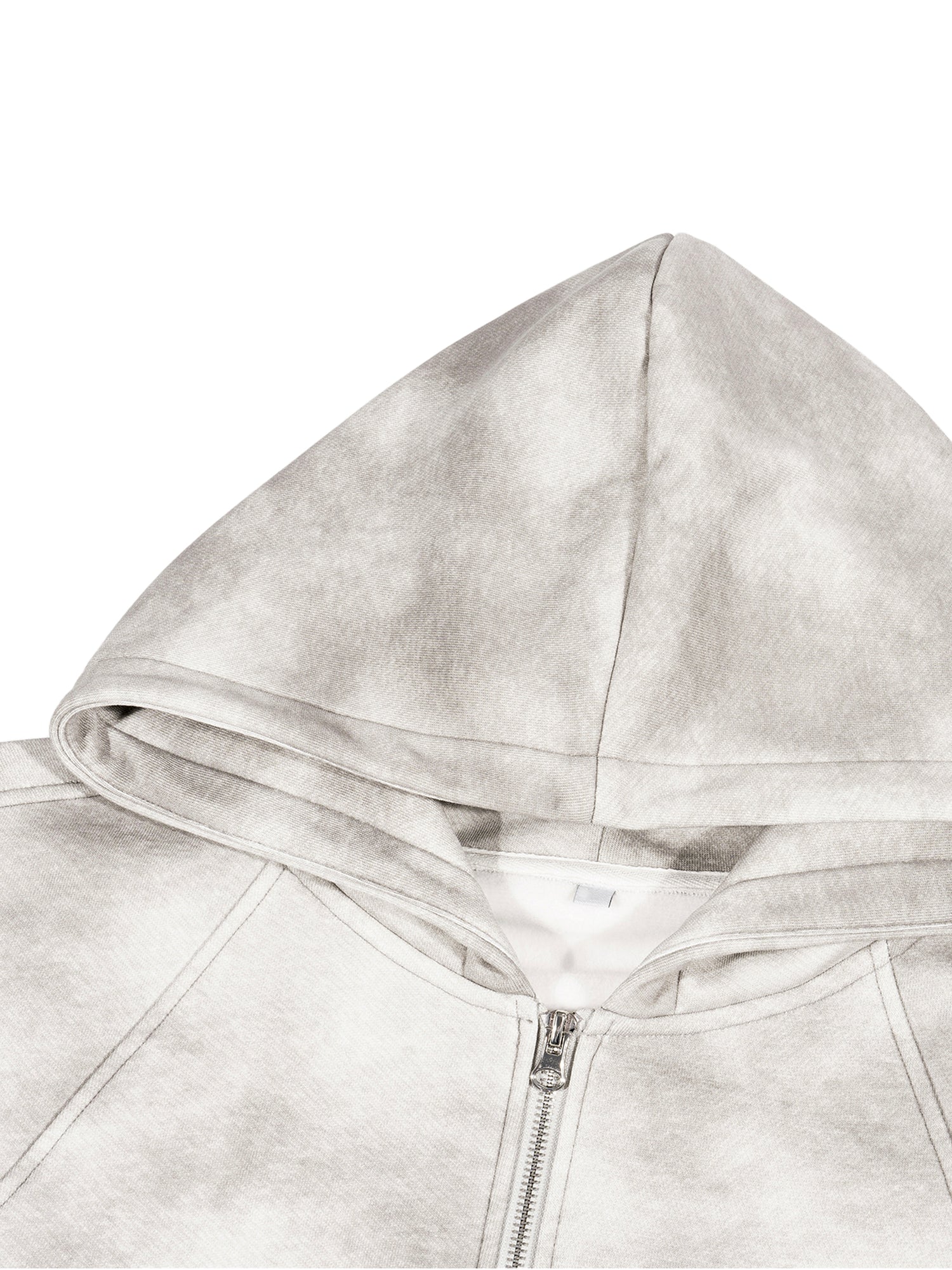 Dirty Washed Boxy Zip-up Fleece Hoodie - Gorilian