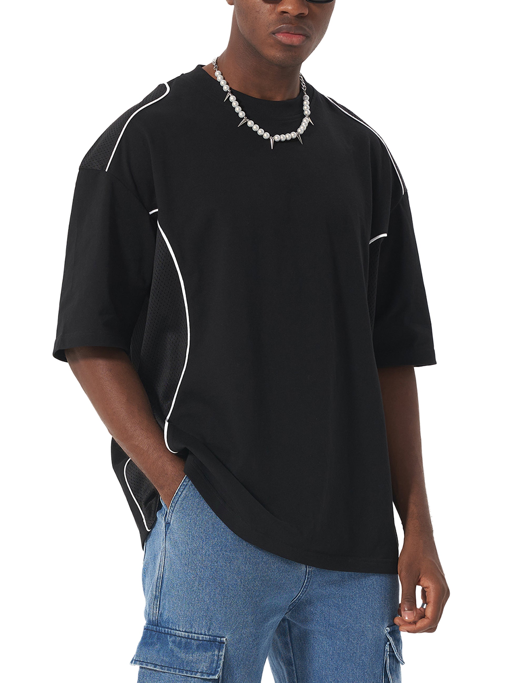 Contrast Piped Panel T-Shirt - Gorilian