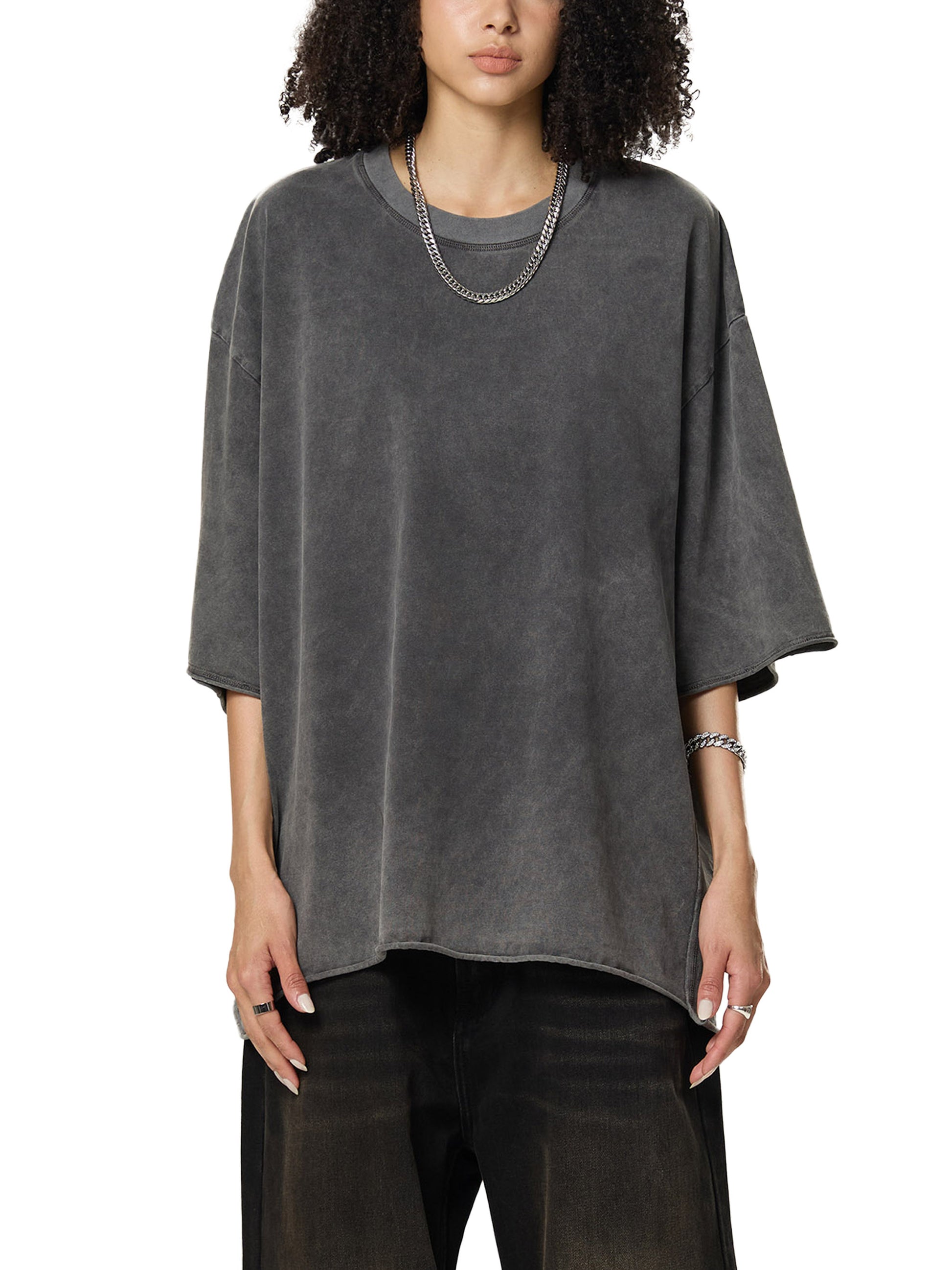 Raw Edge Snow Washed Boxy T-Shirt - Gorilian