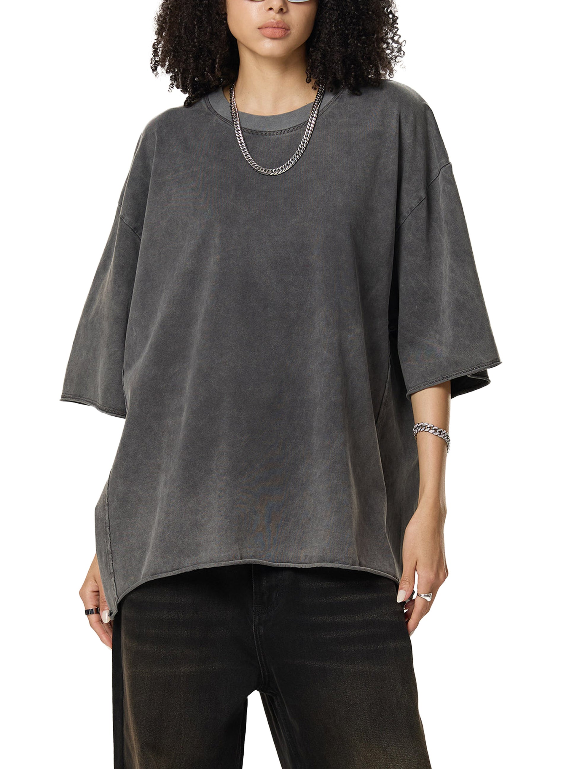 Raw Edge Snow Washed Boxy T-Shirt - Gorilian
