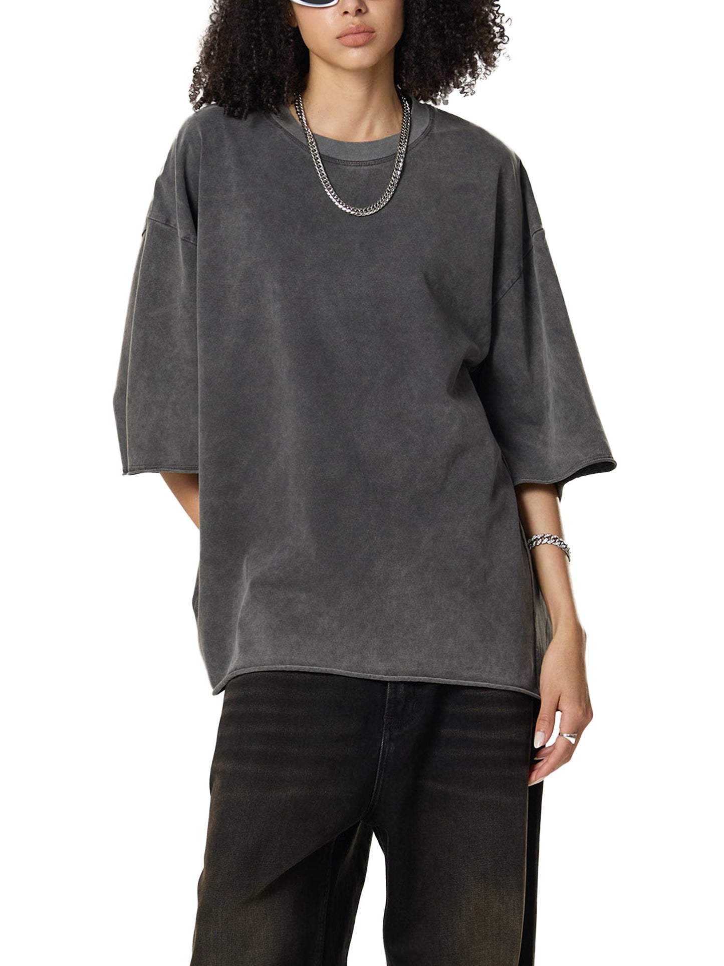 Raw Edge Snow Washed Boxy T-Shirt - Gorilian