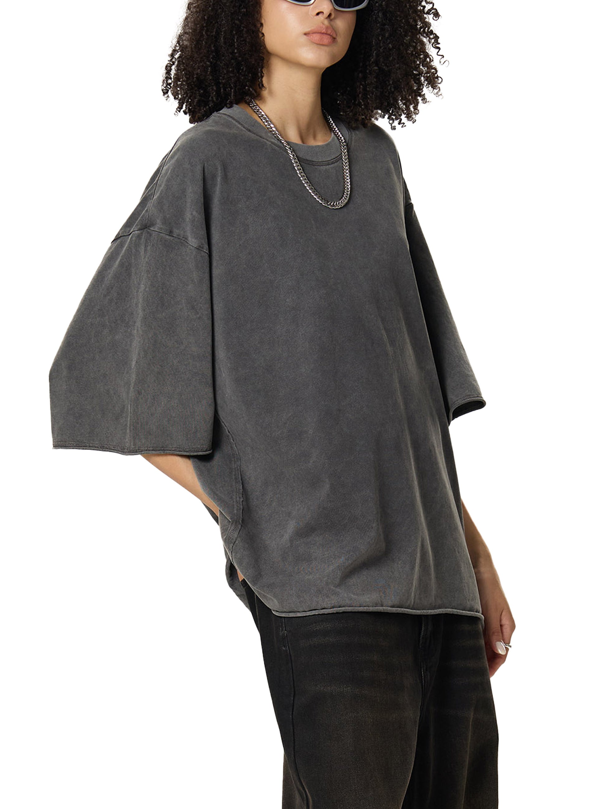 Raw Edge Snow Washed Boxy T-Shirt - Gorilian