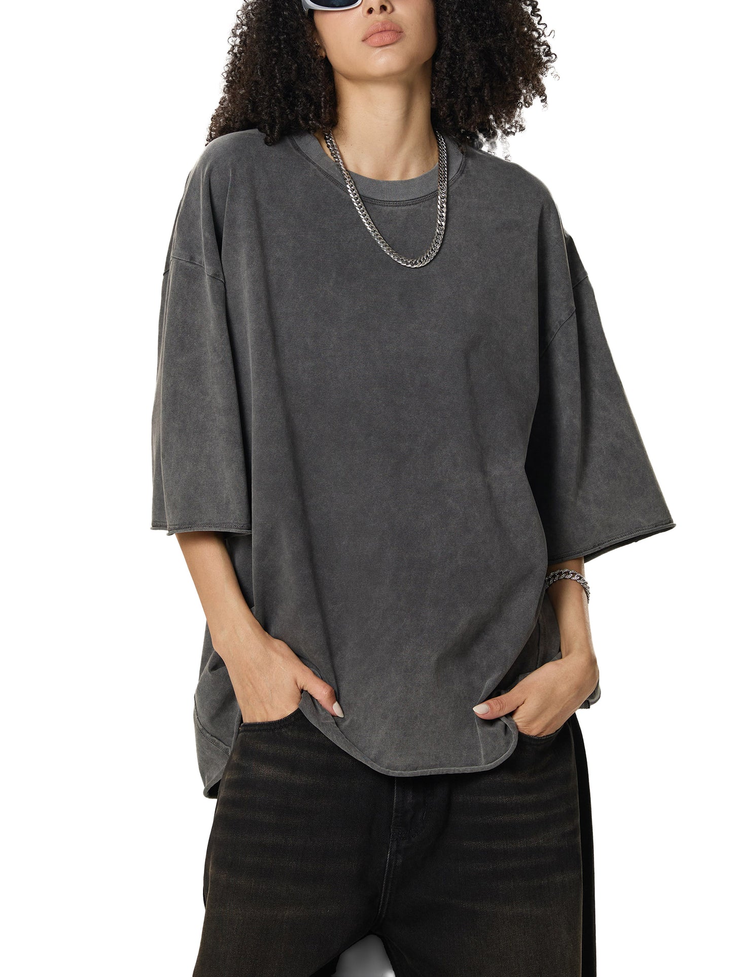Raw Edge Snow Washed Boxy T-Shirt - Gorilian