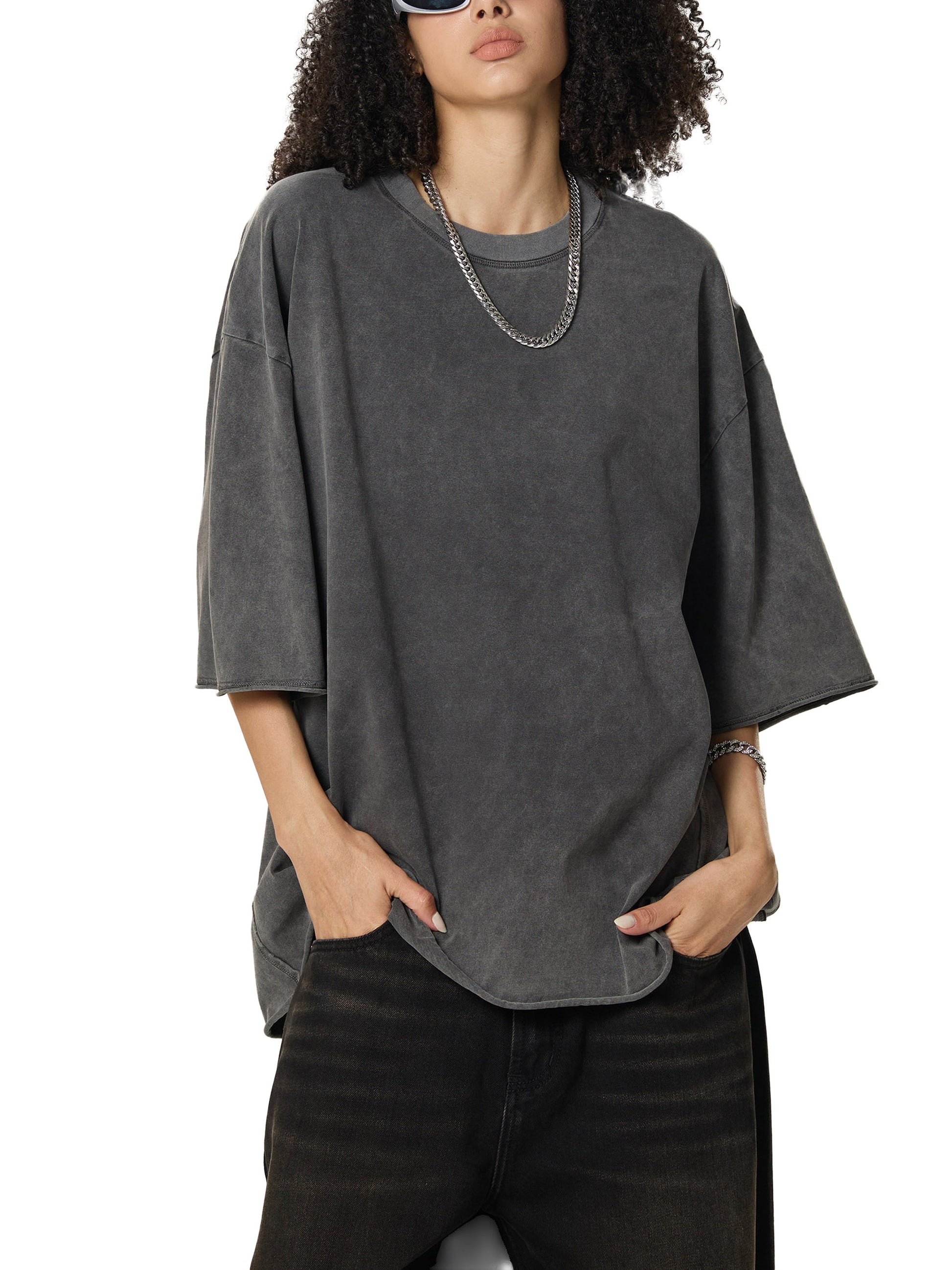 Raw Edge Snow Washed Boxy T-Shirt - Gorilian