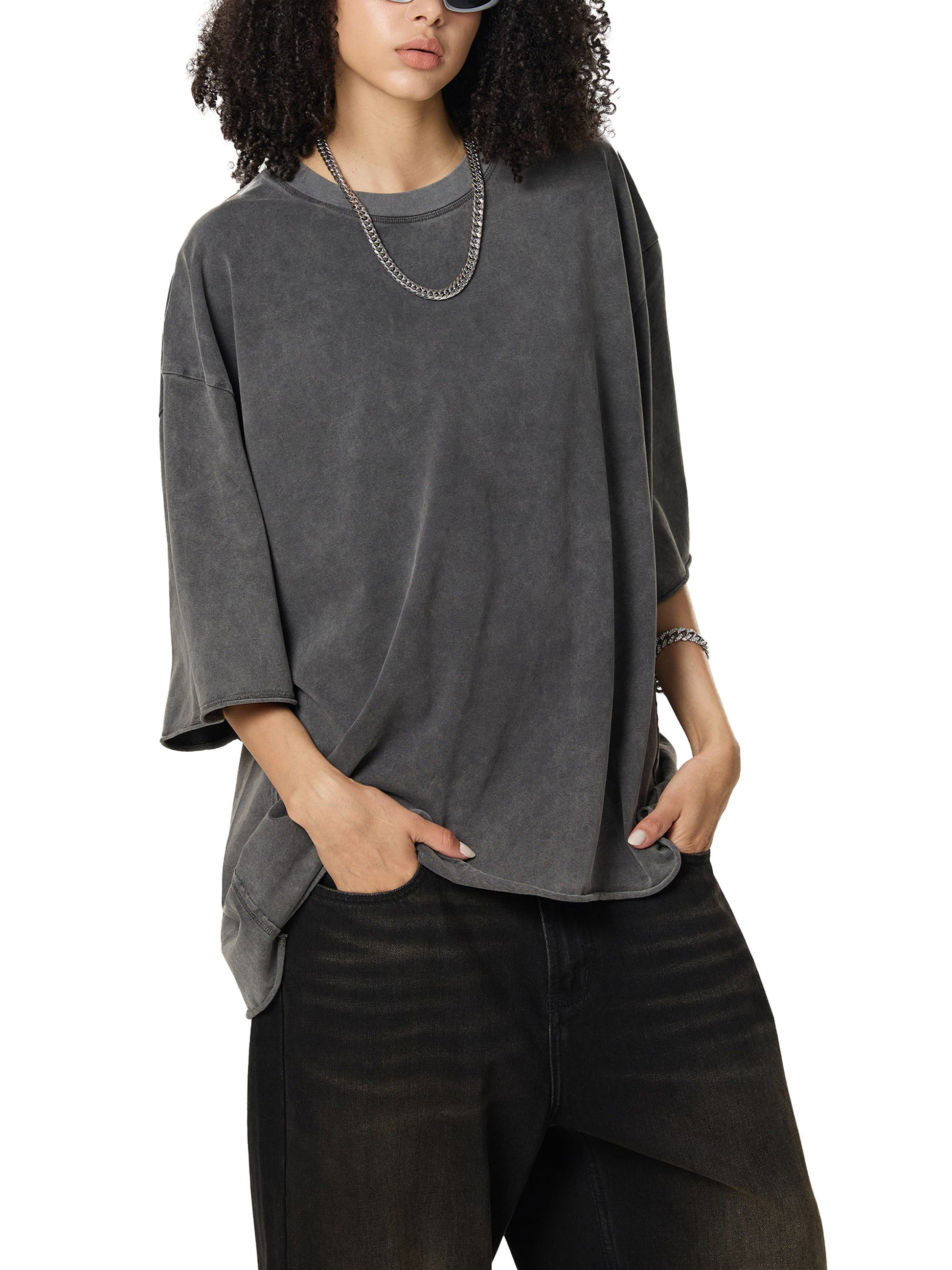 Raw Edge Snow Washed Boxy T-Shirt - Gorilian