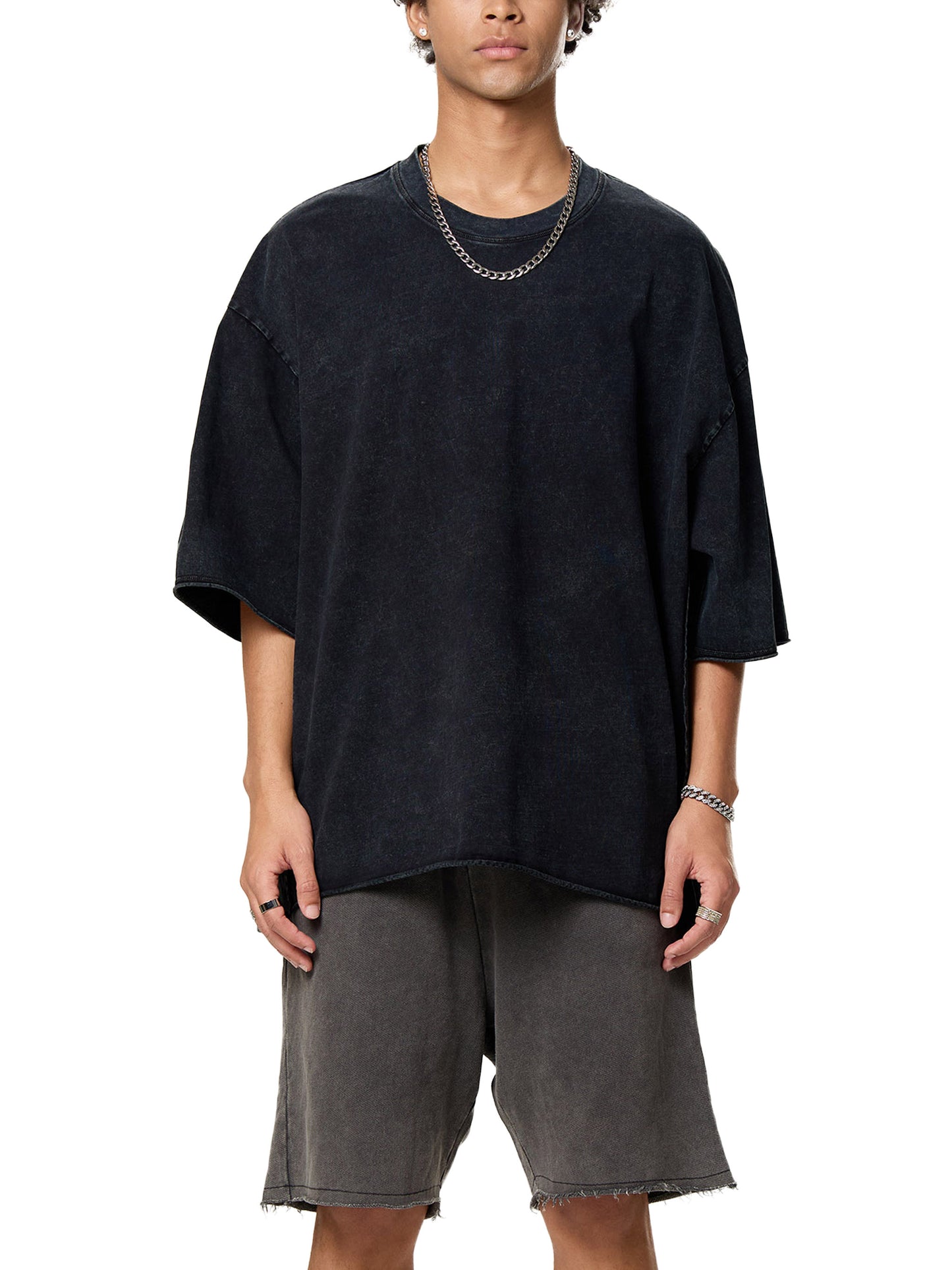 Raw Edge Snow Washed Boxy T-Shirt - Gorilian