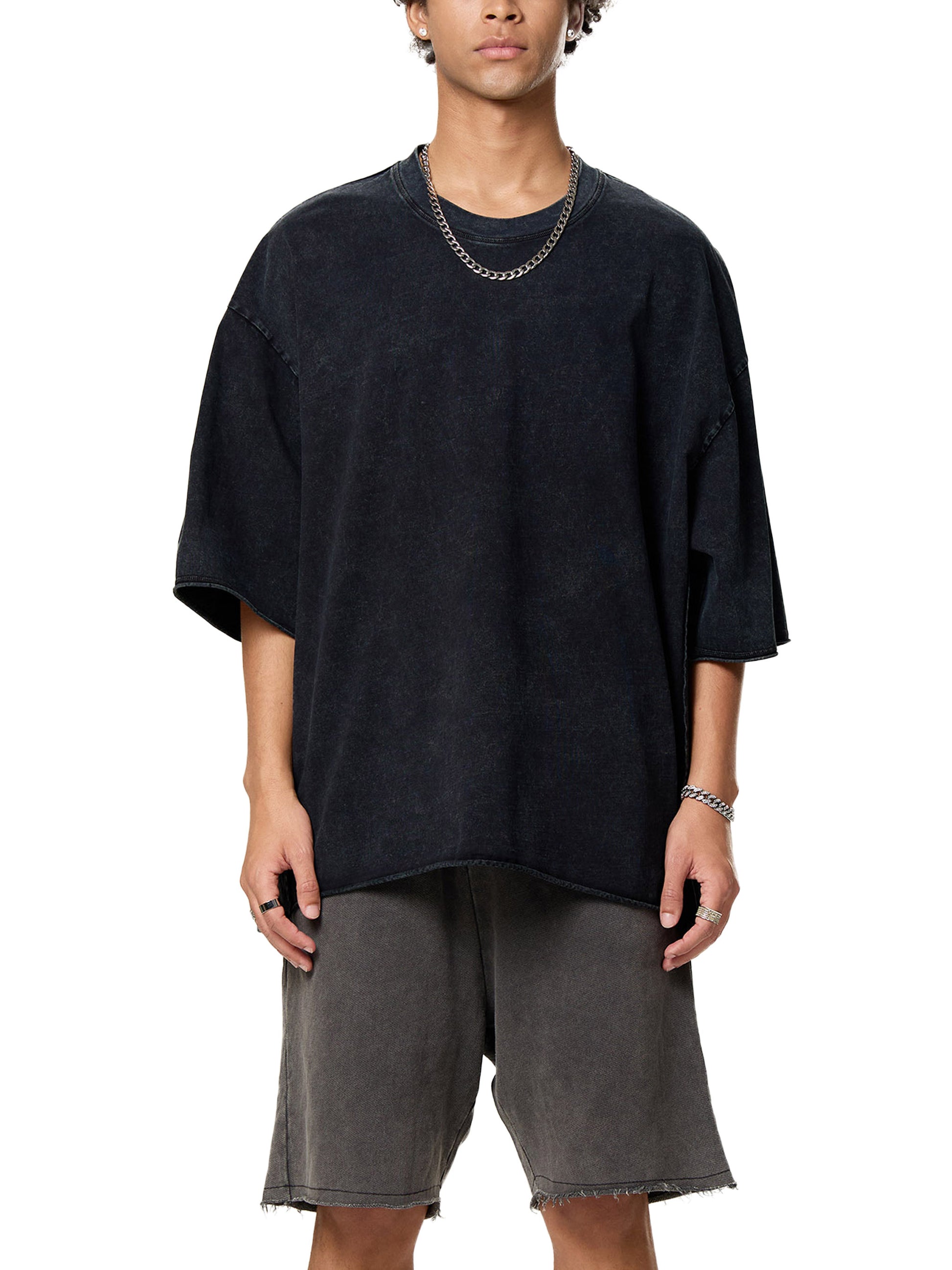 Raw Edge Snow Washed Boxy T-Shirt - Gorilian