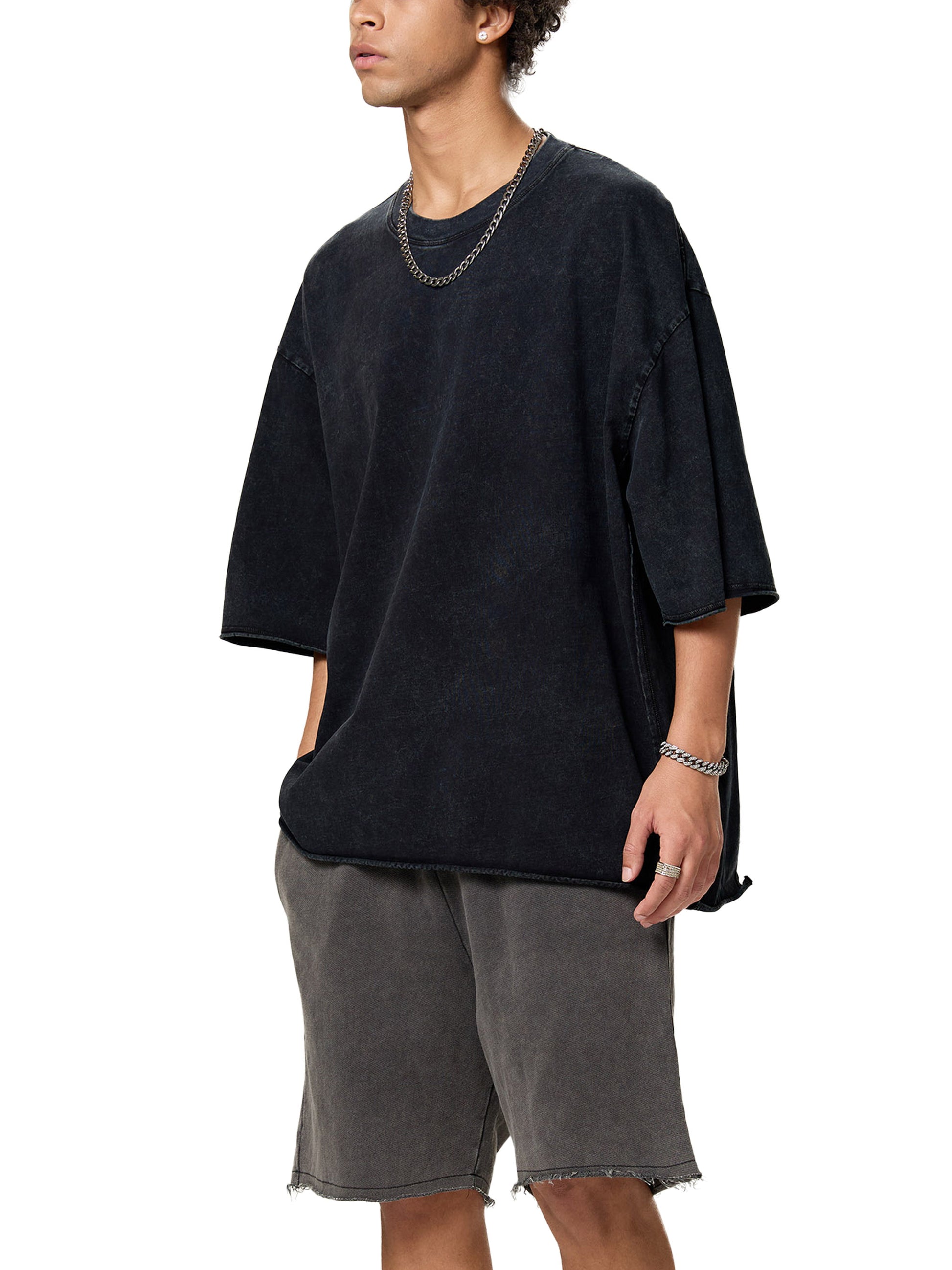 Raw Edge Snow Washed Boxy T-Shirt - Gorilian