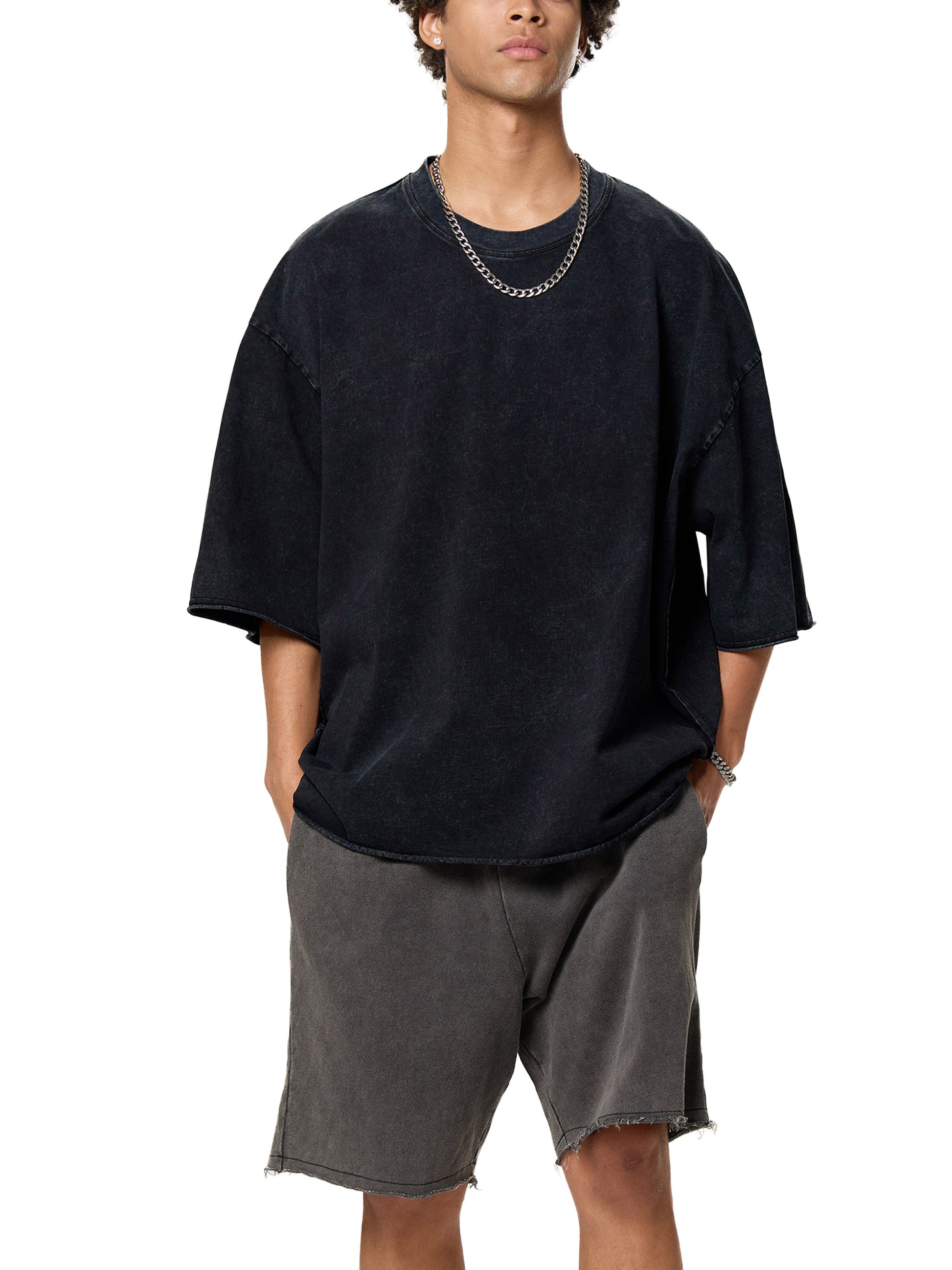 Raw Edge Snow Washed Boxy T-Shirt - Gorilian